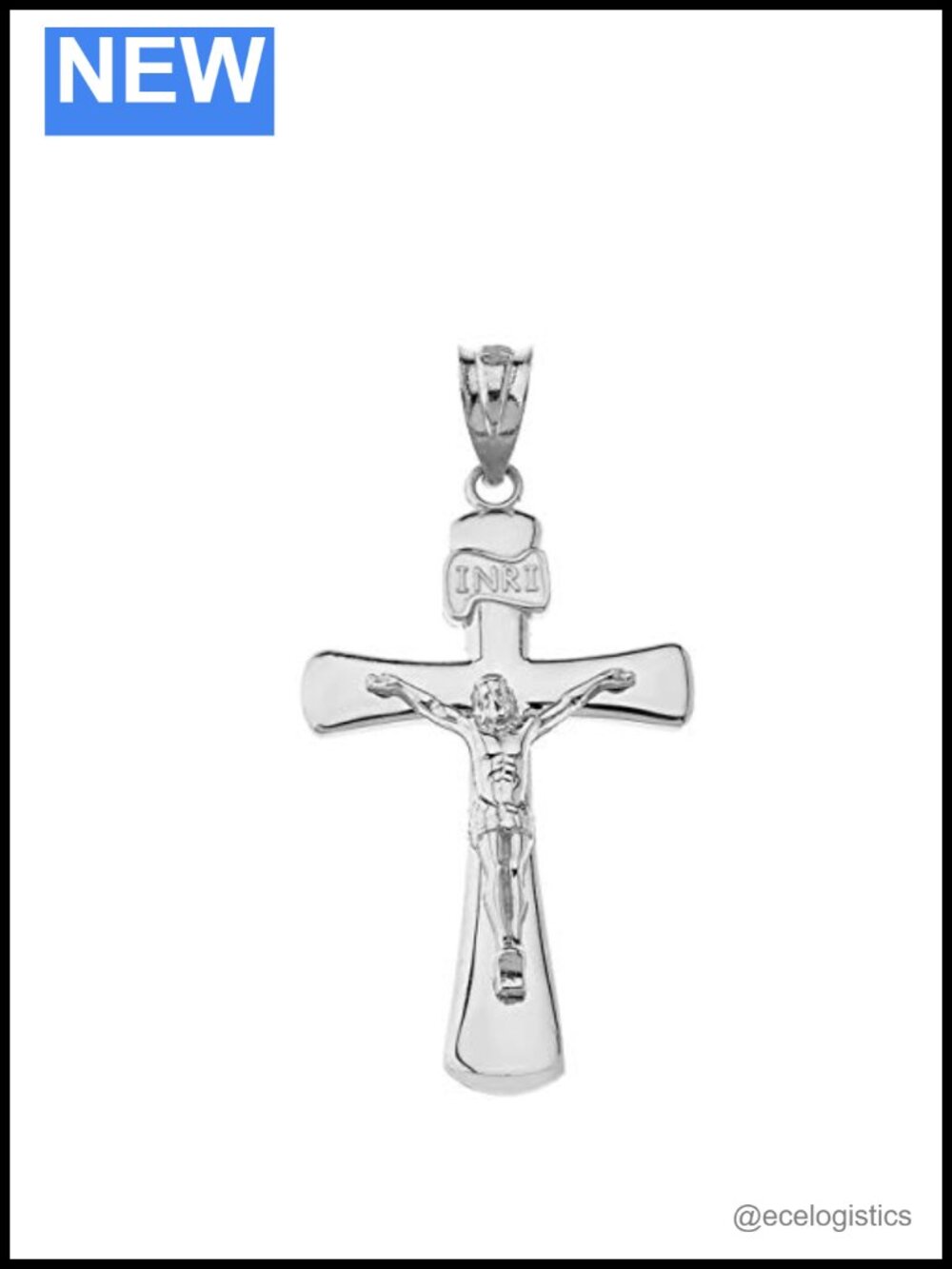 Sterling Silver Jesus Christ on INRI Cross Crucifix Pendant Religious Jewelry